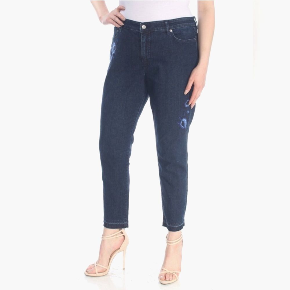 Lauren Ralph Lauren -  Cropped  Embroidered Skinny Ankle Pants - size 8 (29)